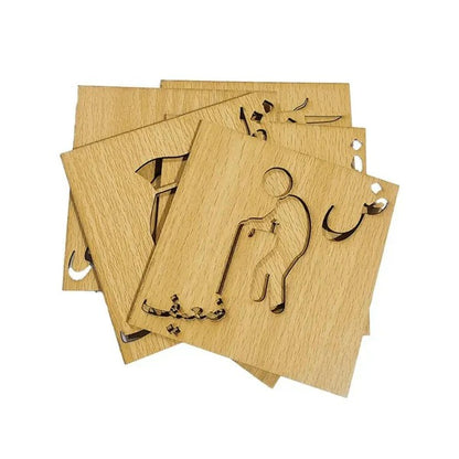 Wooden Urdu Alphabets Stencils With Pictures And Puzzles Set- 72 Pieces(Free-Color Pencil Set)