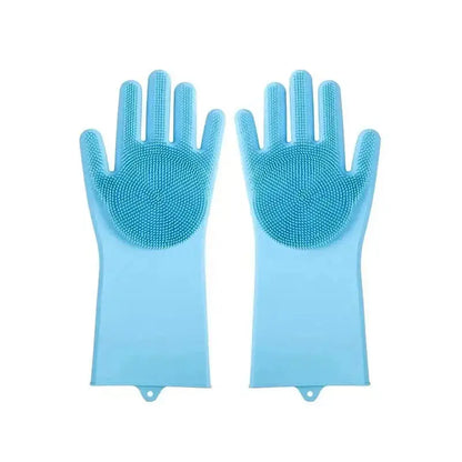 Magic Reusable Silicone Gloves with Wash Scrubber, Heat Resistant, for Cleaning, Household, Dish Washing, Washing the Car IVY MART