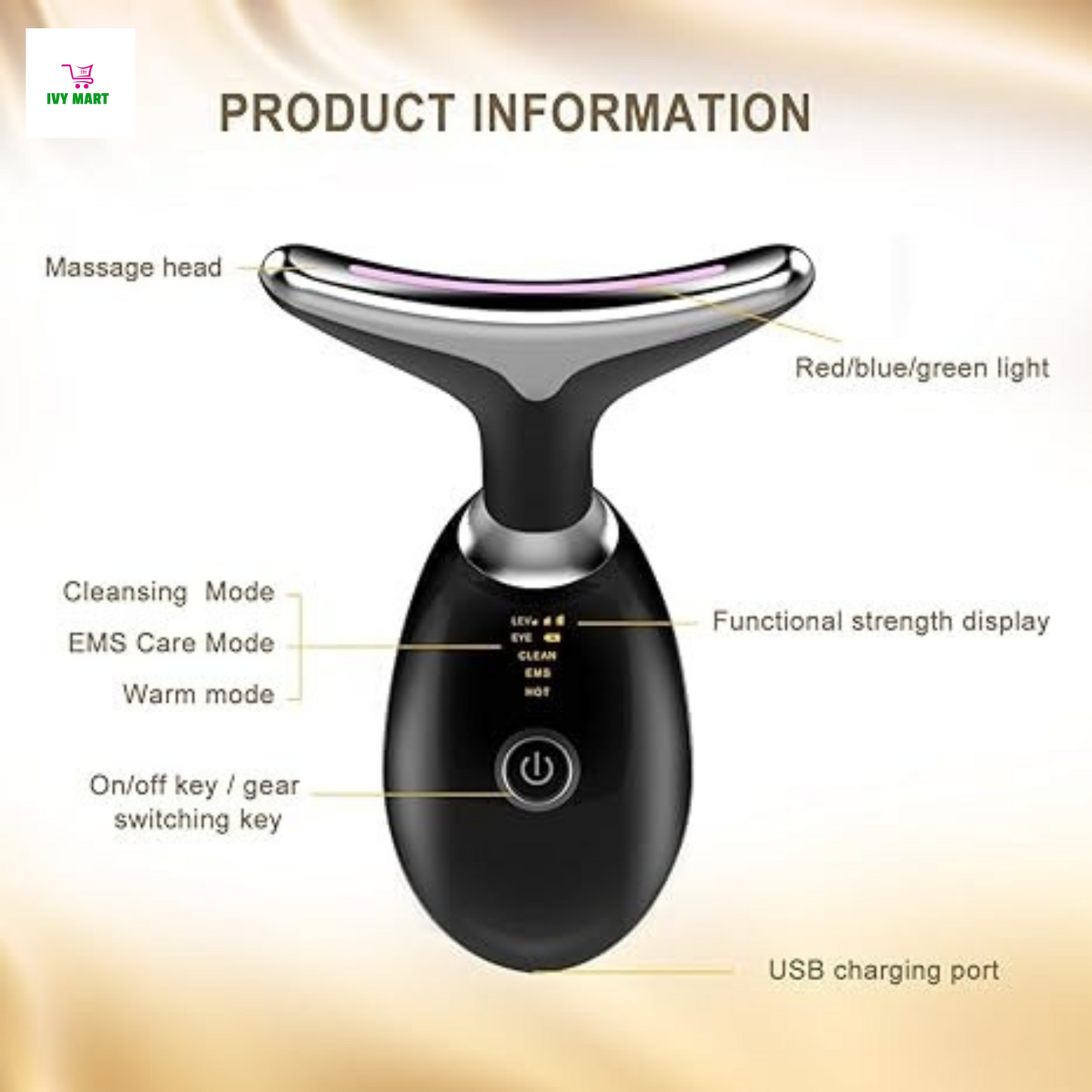 3-in-1 Beauty Massager for Face and Neck, Based on Triple Action LED.