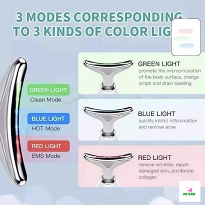3-in-1 Beauty Massager for Face and Neck, Based on Triple Action LED.