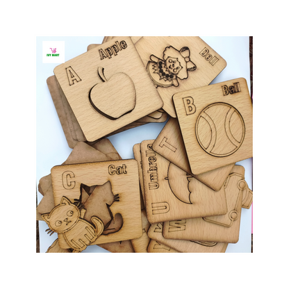 Wooden ABC Alphabet Stencils Set Drawing+Puzzle-52 Pieces
