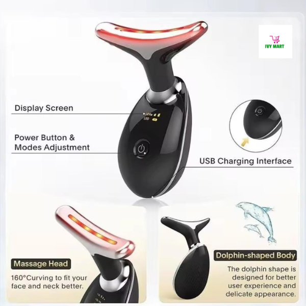 3-in-1 Beauty Massager for Face and Neck, Based on Triple Action LED.